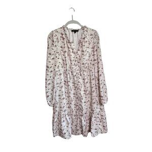 Frye Ruffle Neck Button Front Dress Flounce Bottom